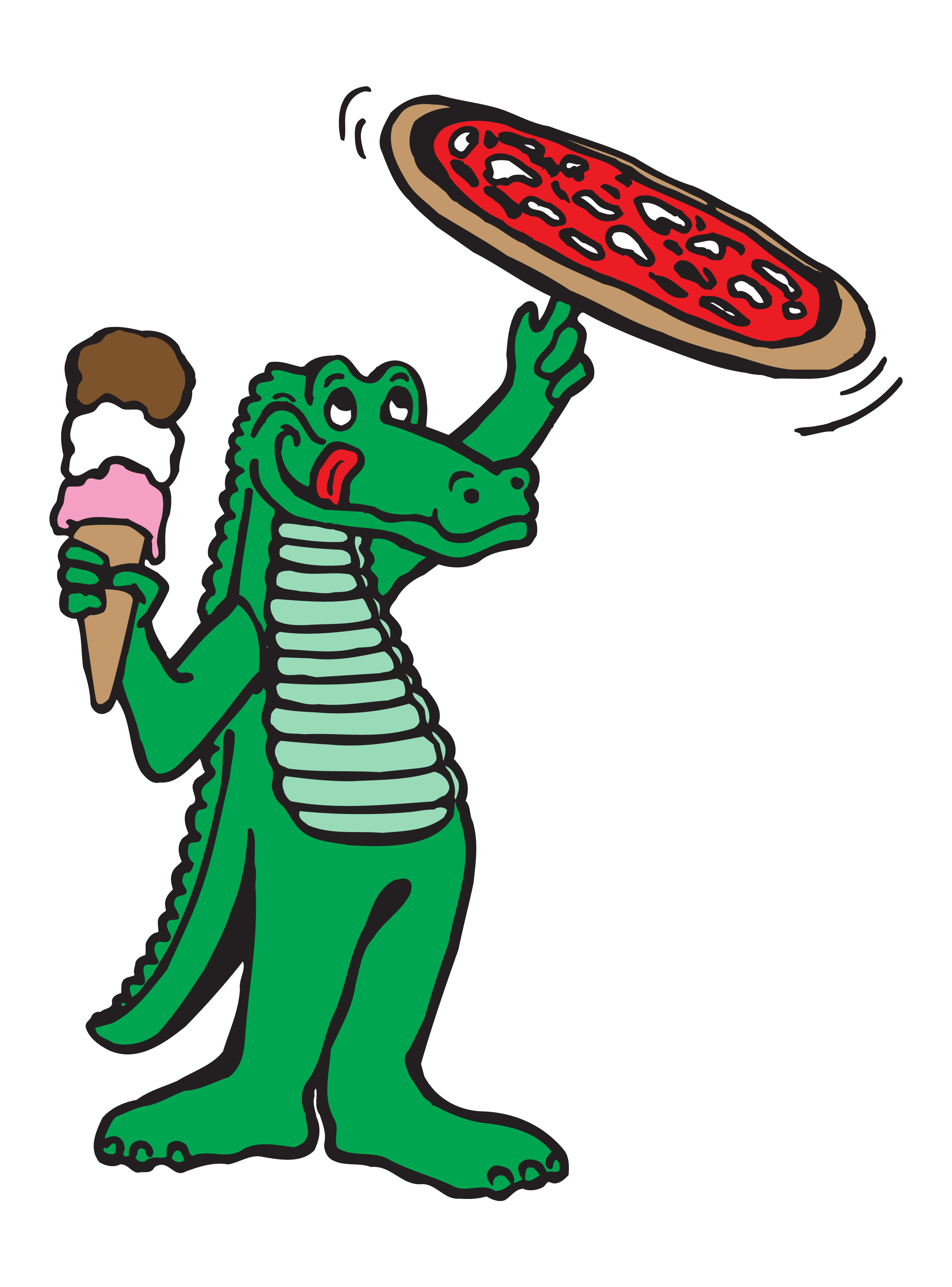 Prep's Pizza Gator with pizza and ice cream