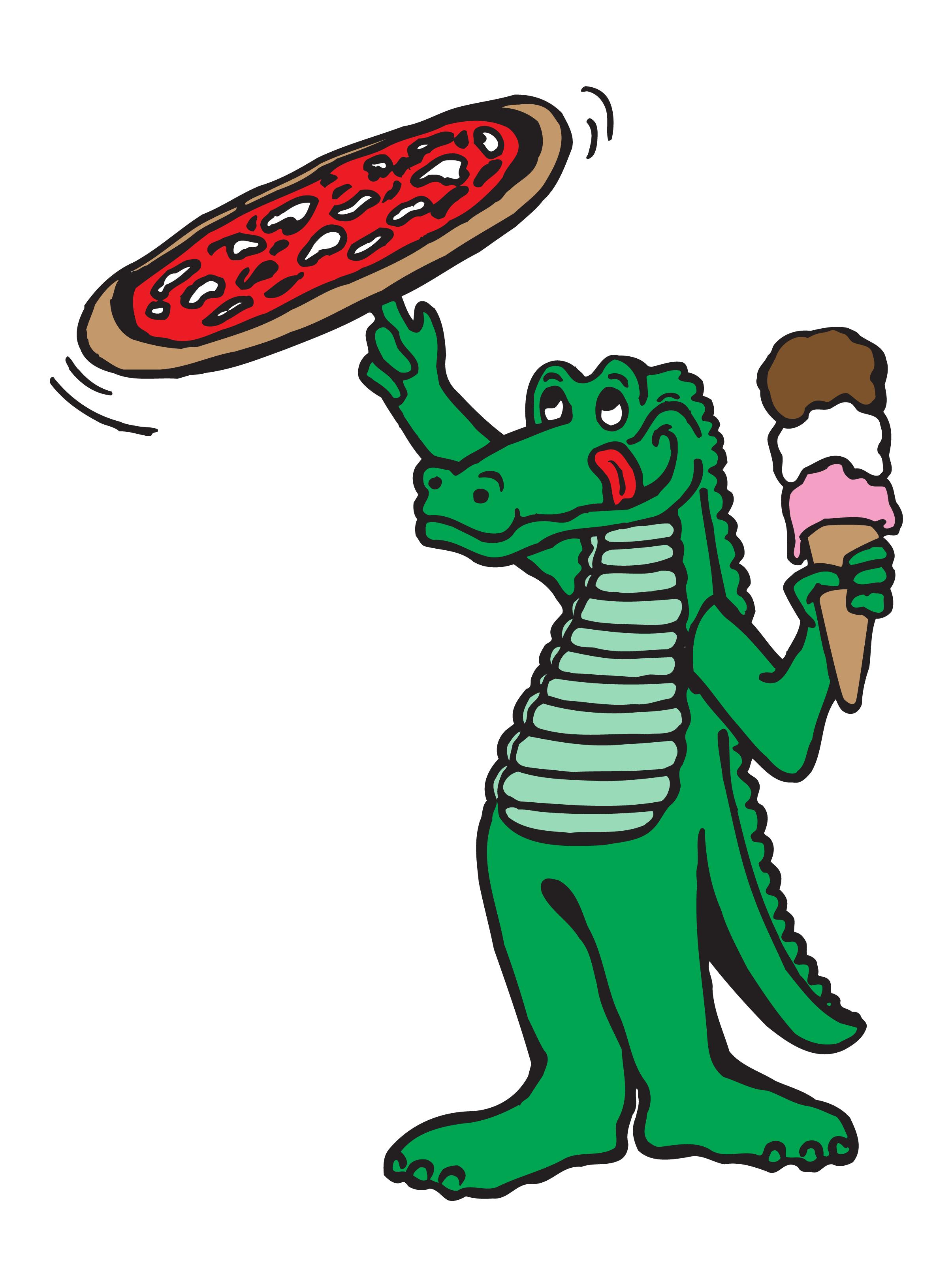 Prep's Pizza Gator with pizza and ice cream